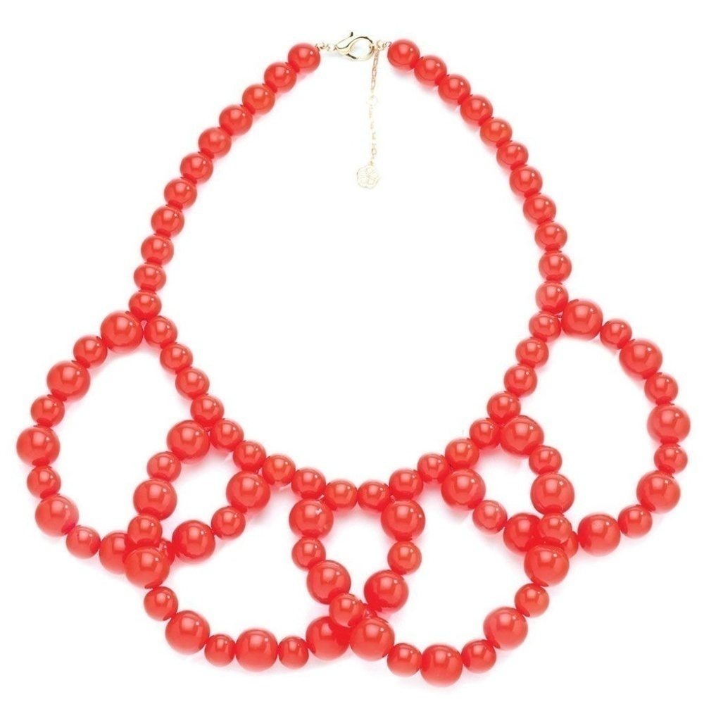 💕TRINA TURK💕 Drama Shower Necklace ~ Resin Beaded Statement Orange NWT